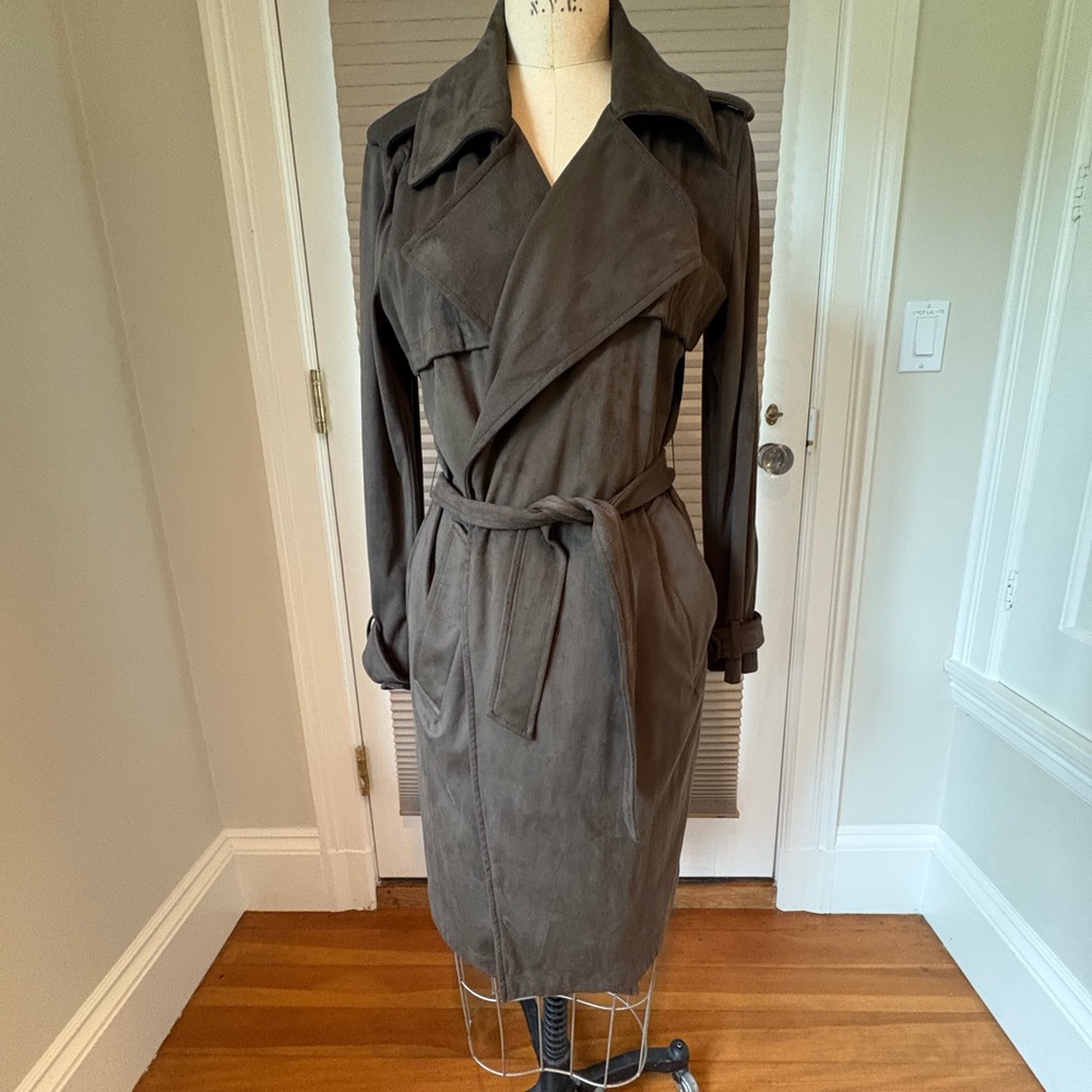 ZARA faux suede trench coat, sz L
